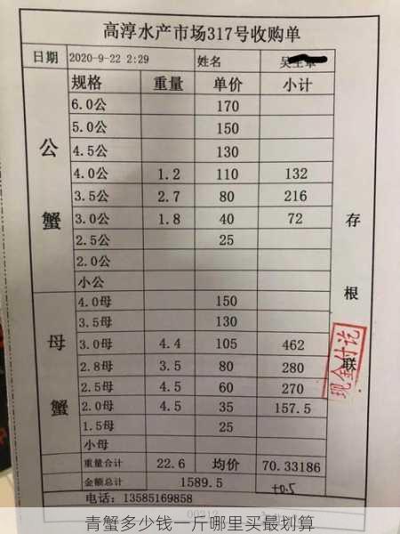 青蟹多少钱一斤哪里买最划算第1张-蔬菜基地绿色种植产业带